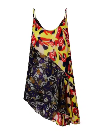 Dries Van Noten Ruffled Printed Asymmetric Georgette Camisole | Thumbnail 1 Dries Van Noten Ruffled Printed Asymmetric Georgette Camisole | Thumbnail 1
