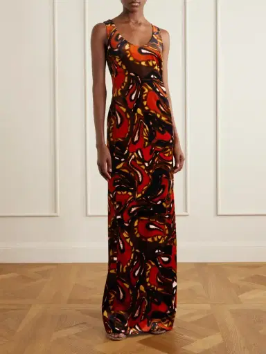 Dries Van Noten Printed Cotton-blend Velvet Maxi Dress | Thumbnail 2 Dries Van Noten Printed Cotton-blend Velvet Maxi Dress | Thumbnail 2