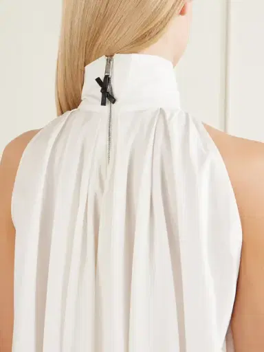 Givenchy Tie-detailed Pleated Cotton Mini Dress | Thumbnail 5 Givenchy Tie-detailed Pleated Cotton Mini Dress | Thumbnail 5