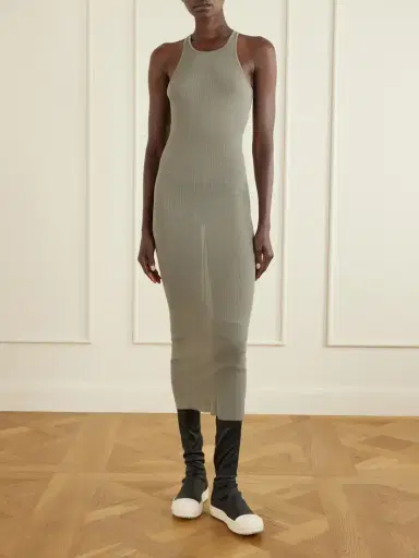 Rick Owens Tank Ribbed-jersey Halterneck Midi Dress | Thumbnail 2 Rick Owens Tank Ribbed-jersey Halterneck Midi Dress | Thumbnail 2