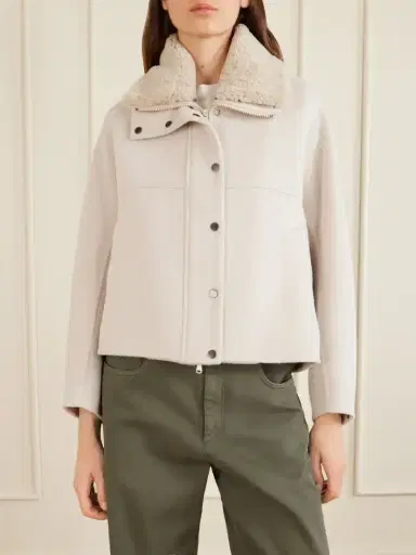Brunello Cucinelli Shearling-trimmed Wool And Cashmere-blend Jacket | Thumbnail 3 Brunello Cucinelli Shearling-trimmed Wool And Cashmere-blend Jacket | Thumbnail 3