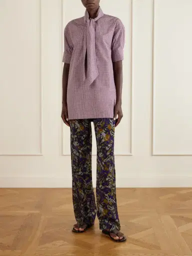 Dries Van Noten Tie-detailed Checked Cotton-poplin Blouse | Thumbnail 2 Dries Van Noten Tie-detailed Checked Cotton-poplin Blouse | Thumbnail 2