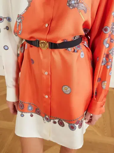 Versace Stolen Jewels Medusa-embellished Belted Printed Silk-twill Mini Dress | Thumbnail 4 Versace Stolen Jewels Medusa-embellished Belted Printed Silk-twill Mini Dress | Thumbnail 4