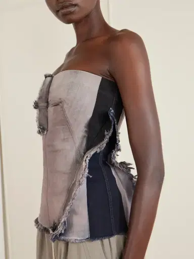 Rick Owens Frayed Denim Bustier Top | Thumbnail 4 Rick Owens Frayed Denim Bustier Top | Thumbnail 4
