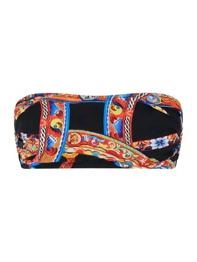 Dolce & Gabbana Carretto Printed Organza Bandeau Top | Thumbnail 1 Dolce & Gabbana Carretto Printed Organza Bandeau Top | Thumbnail 1