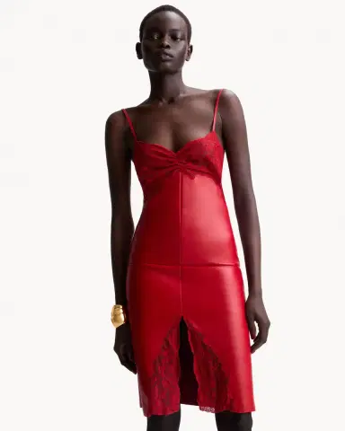 Yves Saint Laurent Dress in Lambskin and Lace | Thumbnail 2 Yves Saint Laurent Dress in Lambskin and Lace | Thumbnail 2