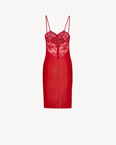 Yves Saint Laurent Dress in Lambskin and Lace | Thumbnail 3 Yves Saint Laurent Dress in Lambskin and Lace | Thumbnail 3