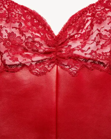 Yves Saint Laurent Dress in Lambskin and Lace | Thumbnail 4 Yves Saint Laurent Dress in Lambskin and Lace | Thumbnail 4