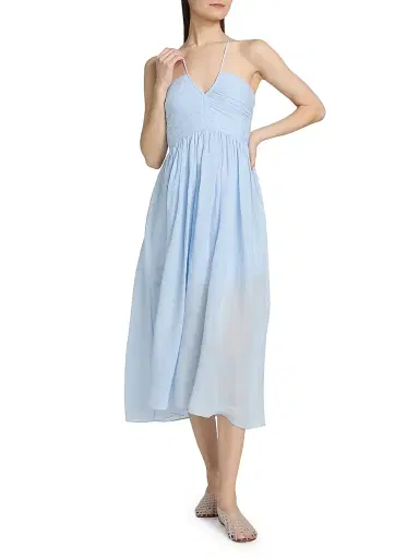 A.L.C. Women's Rumi Ruched Midi-Dress - Sky Blue - Size 14 | Thumbnail 2 A.L.C. Women's Rumi Ruched Midi-Dress - Sky Blue - Size 14 | Thumbnail 2