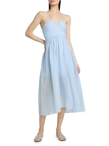 A.L.C. Women's Rumi Ruched Midi-Dress - Sky Blue - Size 14 | Thumbnail 3 A.L.C. Women's Rumi Ruched Midi-Dress - Sky Blue - Size 14 | Thumbnail 3