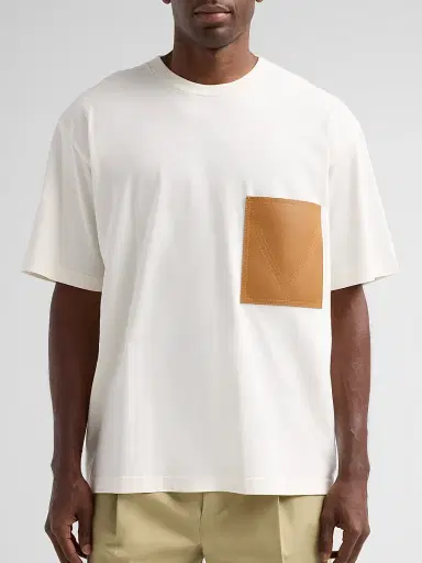 Bottega Veneta Men's Leather Pocket Crewneck T-Shirt - Parchment - Size XXL | Thumbnail 5 Bottega Veneta Men's Leather Pocket Crewneck T-Shirt - Parchment - Size XXL | Thumbnail 5