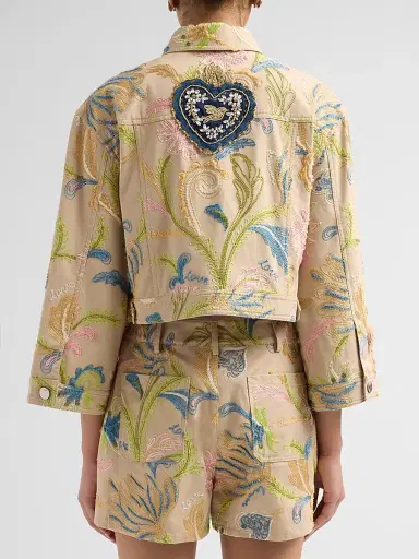 Cinq à Sept Women's Addie Brooche Denim Jacket - Khaki Multi - Size XL | Thumbnail 3 Cinq à Sept Women's Addie Brooche Denim Jacket - Khaki Multi - Size XL | Thumbnail 3