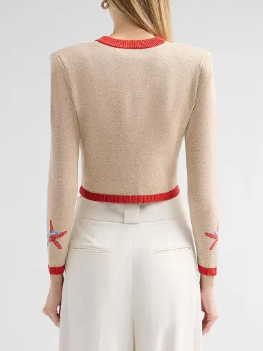 Retrofête Women's Aralyn Coral Seashell Knit Cardigan - Sand Multi - Size Small | Thumbnail 3 Retrofête Women's Aralyn Coral Seashell Knit Cardigan - Sand Multi - Size Small | Thumbnail 3