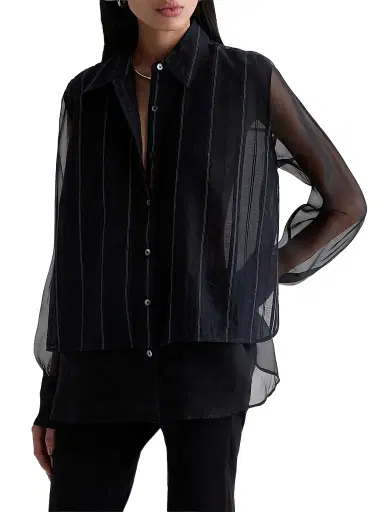 AG Jeans Women's Sawtelle Pinstripe Cotton-Silk Shirt | Thumbnail 1 AG Jeans Women's Sawtelle Pinstripe Cotton-Silk Shirt | Thumbnail 1