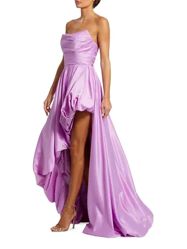Mac Duggal Women's Strapless High-Low Satin Gown - Orchid - Size 6 | Thumbnail 3 Mac Duggal Women's Strapless High-Low Satin Gown - Orchid - Size 6 | Thumbnail 3