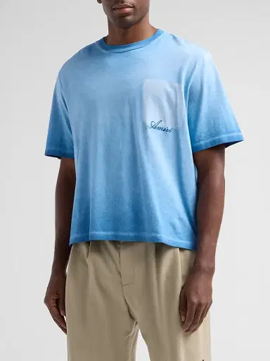 AMIRI Men's Faded Pocket Crop T-Shirt - Sapphire | Thumbnail 4 AMIRI Men's Faded Pocket Crop T-Shirt - Sapphire | Thumbnail 4