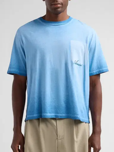 AMIRI Men's Faded Pocket Crop T-Shirt - Sapphire | Thumbnail 5 AMIRI Men's Faded Pocket Crop T-Shirt - Sapphire | Thumbnail 5
