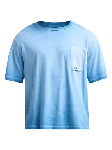 AMIRI Men's Faded Pocket Crop T-Shirt - Sapphire | Thumbnail 1 AMIRI Men's Faded Pocket Crop T-Shirt - Sapphire | Thumbnail 1