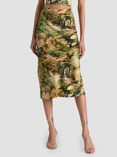 ALICE + OLIVIA Women's Maeve Tapestry Slip Skirt - Terrain | Thumbnail 4 ALICE + OLIVIA Women's Maeve Tapestry Slip Skirt - Terrain | Thumbnail 4