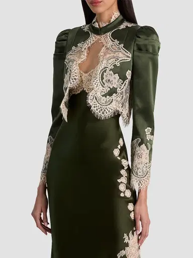 Alice + Olivia Women's Thomasina Lace-Trim Crop Jacket - Dark Fern - Size XL | Thumbnail 7 Alice + Olivia Women's Thomasina Lace-Trim Crop Jacket - Dark Fern - Size XL | Thumbnail 7