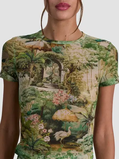 Alice + Olivia Women's Tess Terrain-Print T-Shirt - Terrain - Size XL | Thumbnail 5 Alice + Olivia Women's Tess Terrain-Print T-Shirt - Terrain - Size XL | Thumbnail 5