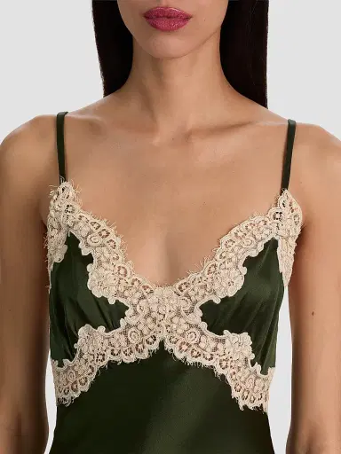 Alice + Olivia Women's Julietta Cutaway Lace-Trim Midi Slipdress - Dark Fern Biscotti - Size 14 | Thumbnail 6 Alice + Olivia Women's Julietta Cutaway Lace-Trim Midi Slipdress - Dark Fern Biscotti - Size 14 | Thumbnail 6