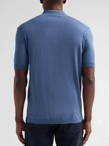Saks Fifth Avenue Men's Cotton-Silk Knit Tipped-Collar Sweater - Blue | Thumbnail 3 Saks Fifth Avenue Men's Cotton-Silk Knit Tipped-Collar Sweater - Blue | Thumbnail 3