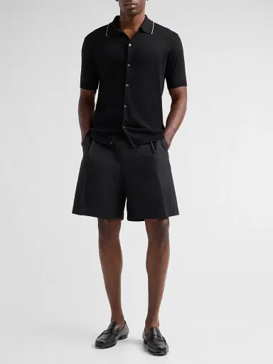 Saks Fifth Avenue Men's Cotton-Silk Knit Tipped-Collar Sweater | Thumbnail 2 Saks Fifth Avenue Men's Cotton-Silk Knit Tipped-Collar Sweater | Thumbnail 2
