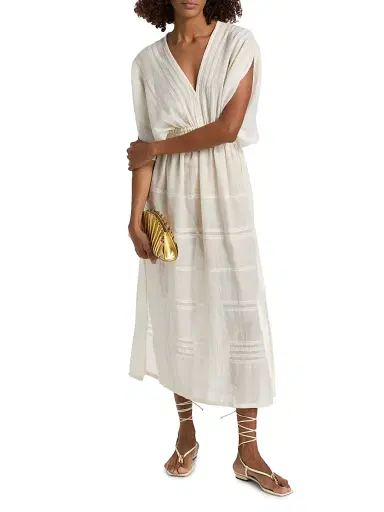 Lemlem Women's Leila Striped Cotton Midi-Dress - Lacee Cream - Size Large | Thumbnail 2 Lemlem Women's Leila Striped Cotton Midi-Dress - Lacee Cream - Size Large | Thumbnail 2