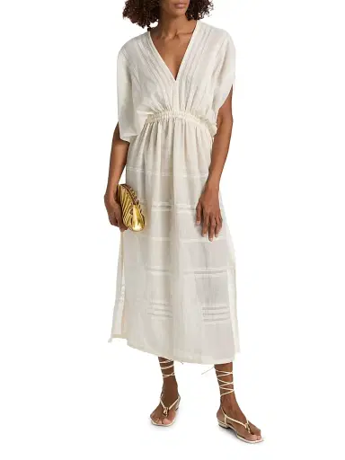 Lemlem Women's Leila Striped Cotton Midi-Dress - Lacee Cream - Size Large | Thumbnail 3 Lemlem Women's Leila Striped Cotton Midi-Dress - Lacee Cream - Size Large | Thumbnail 3