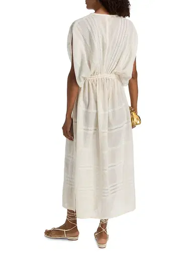 Lemlem Women's Leila Striped Cotton Midi-Dress - Lacee Cream - Size Large | Thumbnail 5 Lemlem Women's Leila Striped Cotton Midi-Dress - Lacee Cream - Size Large | Thumbnail 5