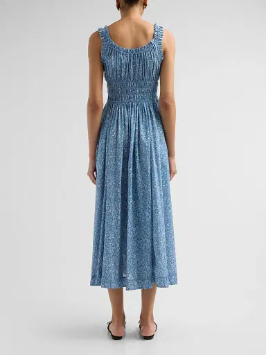 DÔEN Women's Emmaretta Floral Cotton Midi Dress - Blue Garden Bloom | Thumbnail 3 DÔEN Women's Emmaretta Floral Cotton Midi Dress - Blue Garden Bloom | Thumbnail 3