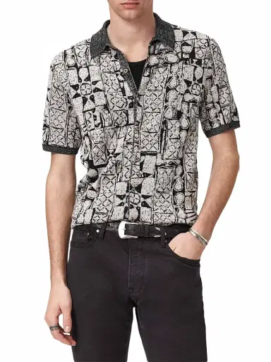 JOHN VARVATOS Men's Ferrin Cotton Jacquard Shirt | Thumbnail 5 JOHN VARVATOS Men's Ferrin Cotton Jacquard Shirt | Thumbnail 5