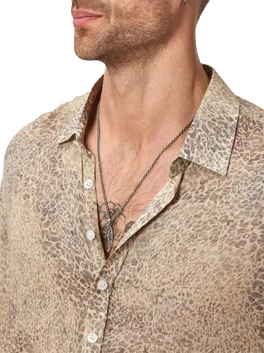 JOHN VARVATOS Men's Bucks Animal-Print Linen Shirt | Thumbnail 6 JOHN VARVATOS Men's Bucks Animal-Print Linen Shirt | Thumbnail 6