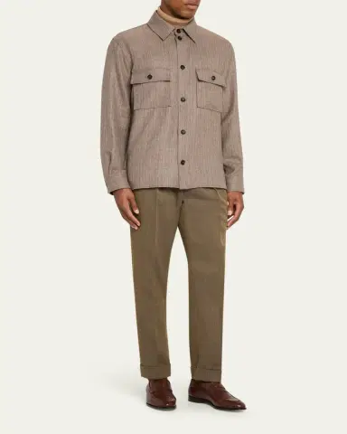 Loro Piana Men's Jim Wool and Linen Herringbone Overshirt | Thumbnail 2 Loro Piana Men's Jim Wool and Linen Herringbone Overshirt | Thumbnail 2
