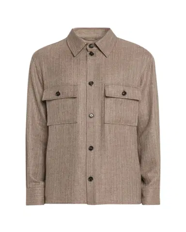 Loro Piana Men's Jim Wool and Linen Herringbone Overshirt | Thumbnail 1 Loro Piana Men's Jim Wool and Linen Herringbone Overshirt | Thumbnail 1