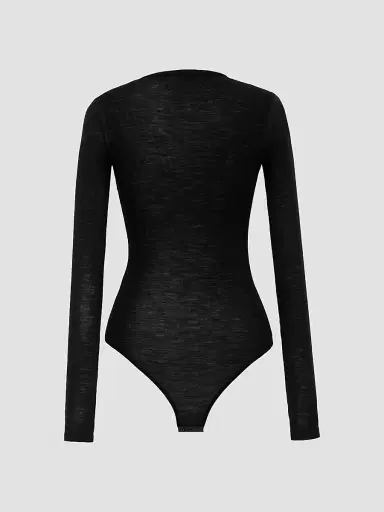 Saint Laurent Women's Crewneck Bodysuit in Wool Jersey | Thumbnail 2 Saint Laurent Women's Crewneck Bodysuit in Wool Jersey | Thumbnail 2