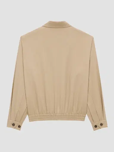 Saint Laurent Men's Short Jacket in Cotton Serge - Beige Coquille | Thumbnail 2 Saint Laurent Men's Short Jacket in Cotton Serge - Beige Coquille | Thumbnail 2