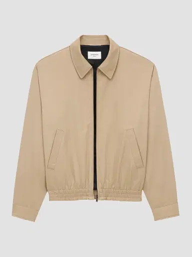 Saint Laurent Men's Short Jacket in Cotton Serge - Beige Coquille | Thumbnail 3 Saint Laurent Men's Short Jacket in Cotton Serge - Beige Coquille | Thumbnail 3