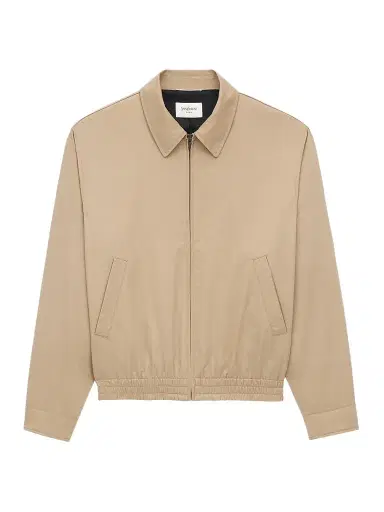 Saint Laurent Men's Short Jacket in Cotton Serge - Beige Coquille | Thumbnail 1 Saint Laurent Men's Short Jacket in Cotton Serge - Beige Coquille | Thumbnail 1
