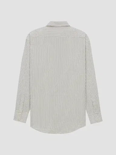 Saint Laurent Women's Cassandre Shirt in Striped Cotton Poplin - Craie Noir | Thumbnail 2 Saint Laurent Women's Cassandre Shirt in Striped Cotton Poplin - Craie Noir | Thumbnail 2