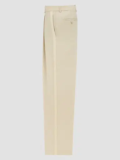 Saint Laurent Men's High-Waisted Pants in Light Wool - Beige | Thumbnail 2 Saint Laurent Men's High-Waisted Pants in Light Wool - Beige | Thumbnail 2