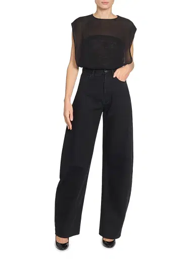 ALAIA Women's Round High-Rise Denim Jeans - Noir Alaia | Thumbnail 2 ALAIA Women's Round High-Rise Denim Jeans - Noir Alaia | Thumbnail 2