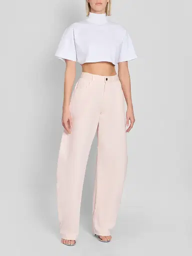 Alaïa Women's Turtleneck Cotton Jersey Crop T-Shirt - Blanc - Size 12 | Thumbnail 2 Alaïa Women's Turtleneck Cotton Jersey Crop T-Shirt - Blanc - Size 12 | Thumbnail 2