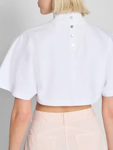 Alaïa Women's Turtleneck Cotton Jersey Crop T-Shirt - Blanc - Size 12 | Thumbnail 5 Alaïa Women's Turtleneck Cotton Jersey Crop T-Shirt - Blanc - Size 12 | Thumbnail 5
