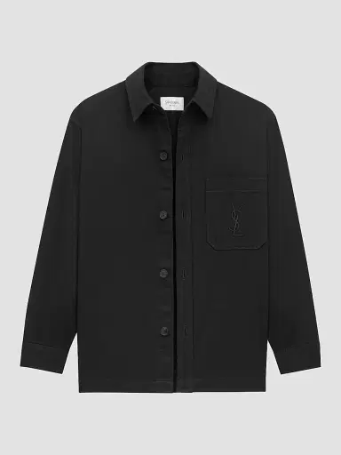 Saint Laurent Men's Cassandre Overshirt in Cotton Linen Gabardine - Black - Size XXL | Thumbnail 3 Saint Laurent Men's Cassandre Overshirt in Cotton Linen Gabardine - Black - Size XXL | Thumbnail 3