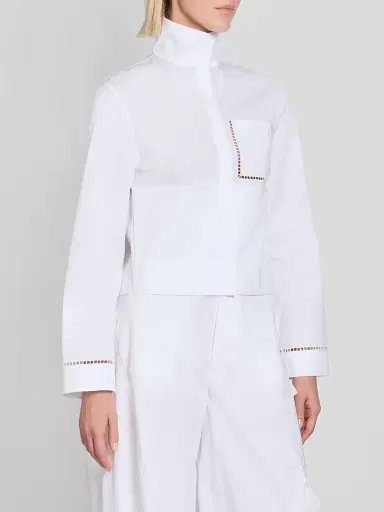 Alaïa Women's Ladder Stitch Poplin Cotton Shirt | Thumbnail 4 Alaïa Women's Ladder Stitch Poplin Cotton Shirt | Thumbnail 4