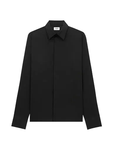 Saint Laurent Men's Cassandre Shirt in Cotton Voile - Noir - Size 15 | Thumbnail 1 Saint Laurent Men's Cassandre Shirt in Cotton Voile - Noir - Size 15 | Thumbnail 1