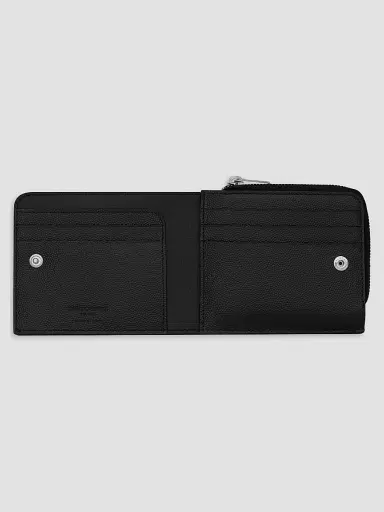 Saint Laurent Men's East-West Zip-Around Wallet in Grain De Poudre Leather - Black | Thumbnail 2 Saint Laurent Men's East-West Zip-Around Wallet in Grain De Poudre Leather - Black | Thumbnail 2