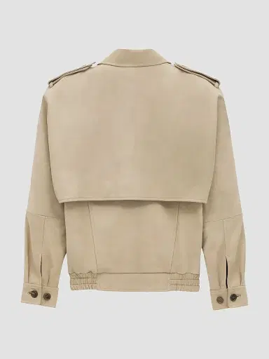 Saint Laurent Women's Bomber Jacket in Nubuck - Beige | Thumbnail 2 Saint Laurent Women's Bomber Jacket in Nubuck - Beige | Thumbnail 2